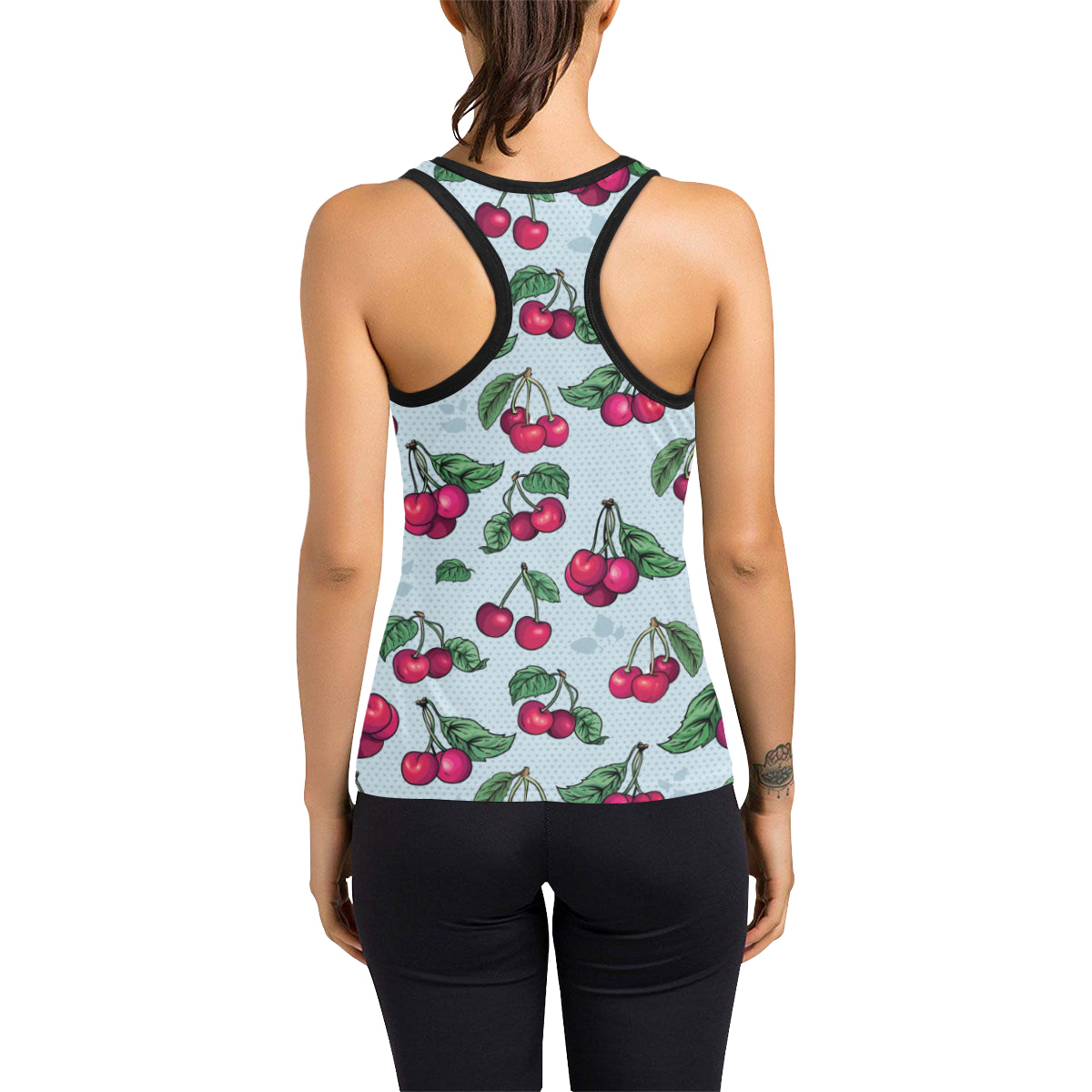 Cherry Pattern Print Design CH01 Women's Racerback Tank Top