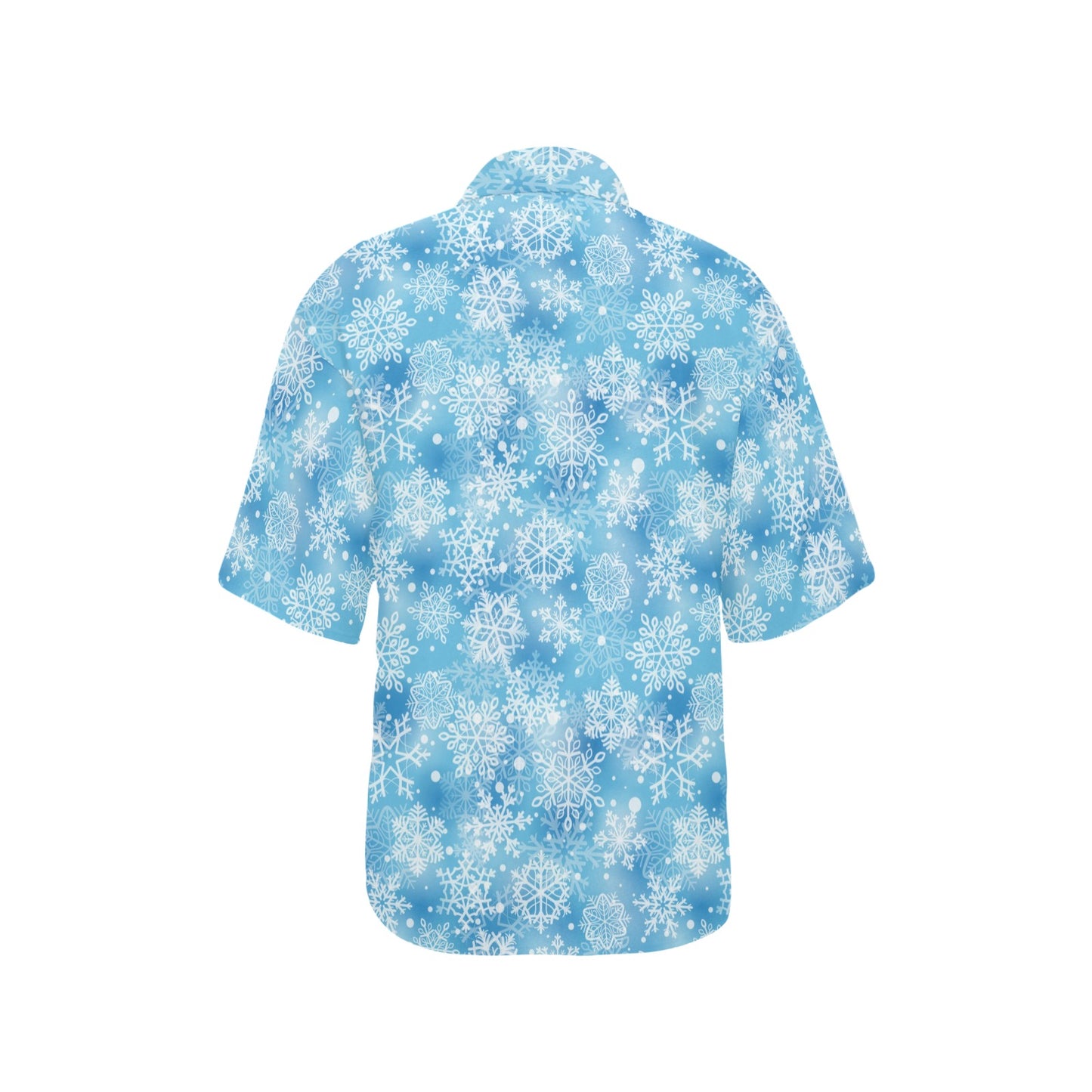 Snowflake Blue Print Design LKS301 Women's Hawaiian Shirt