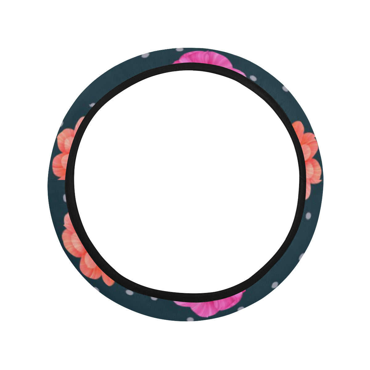 Anemone Pattern Print Design AM08 Steering Wheel Cover with Elastic Edge