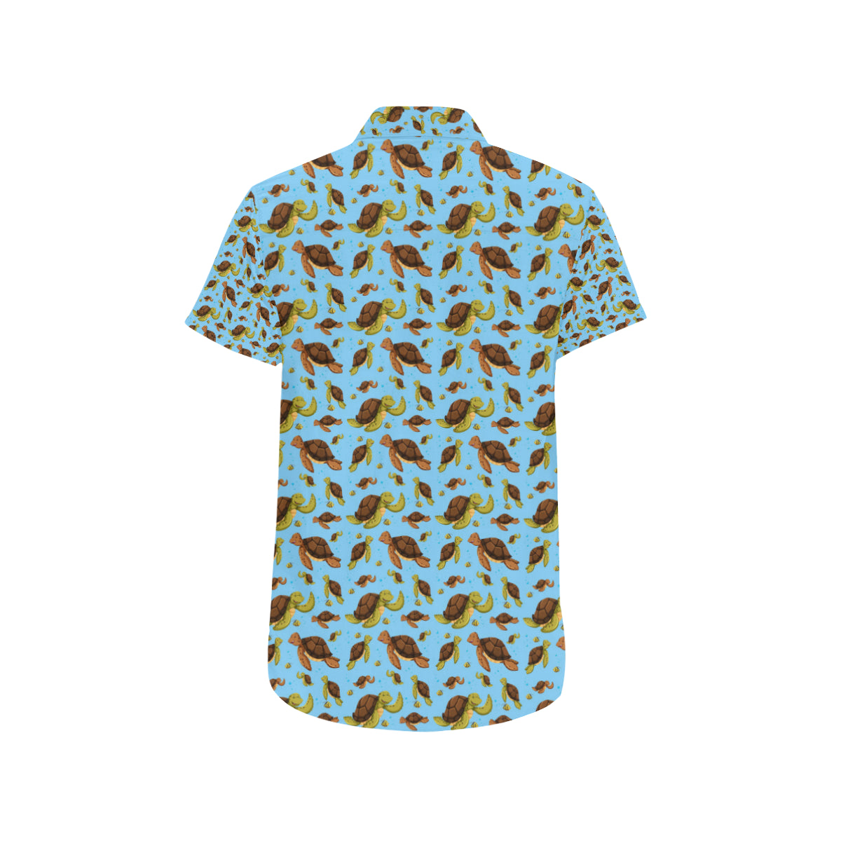 Hello Sea Turtle Print Pattern Men's Short Sleeve Button Up Shirt