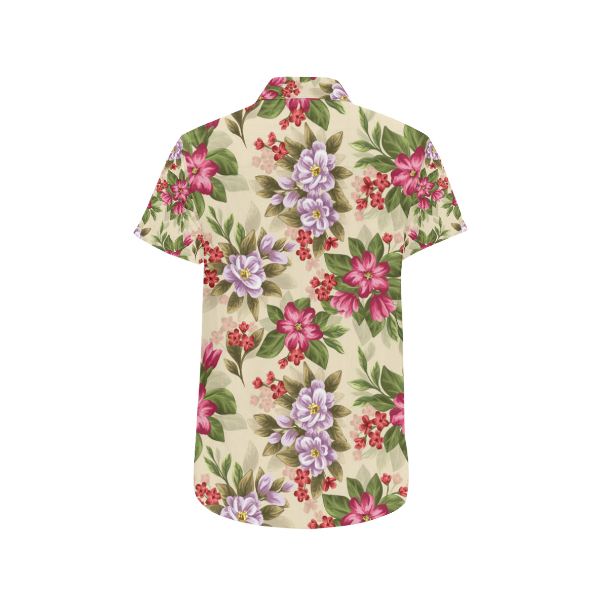 Summer Floral Pattern Print Design SF08 Men's Short Sleeve Button Up Shirt