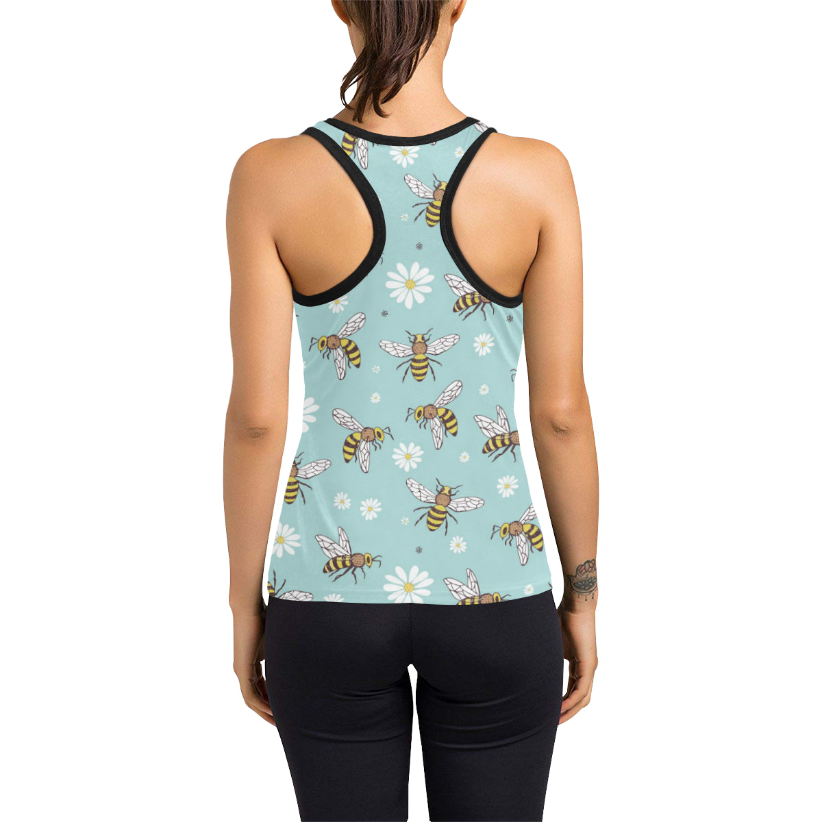 Bee Pattern Print Design BEE010 Women's Racerback Tank Top