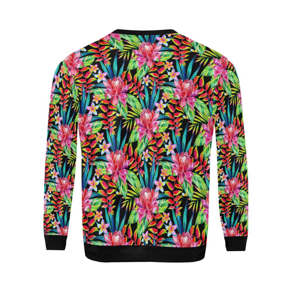 Heliconia Pattern Print Design HL02 Men Long Sleeve Sweatshirt