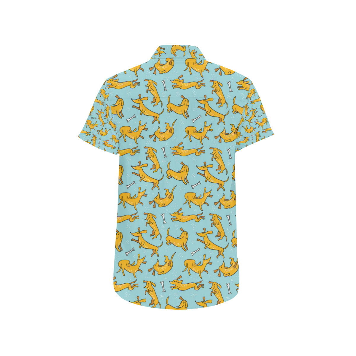 Dachshund Pattern Print Design 08 Men's Short Sleeve Button Up Shirt
