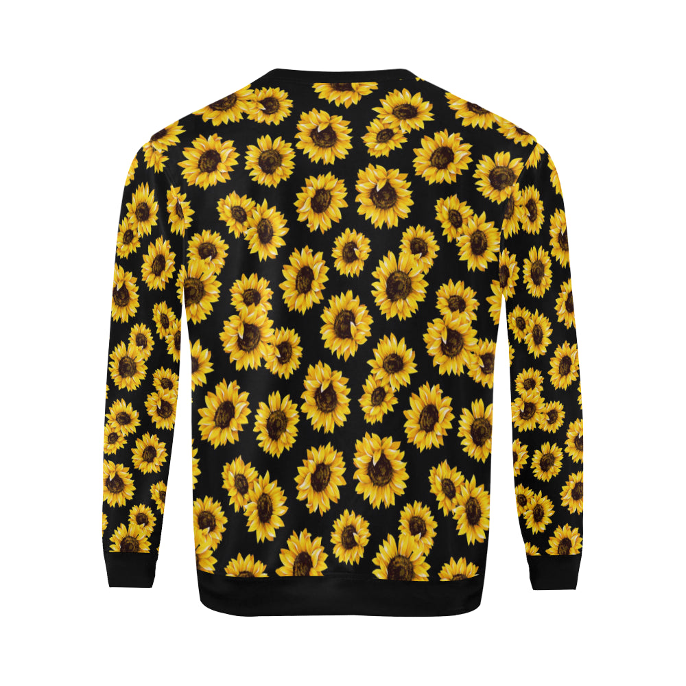 Sunflower Pattern Print Design SF05 Men Long Sleeve Sweatshirt