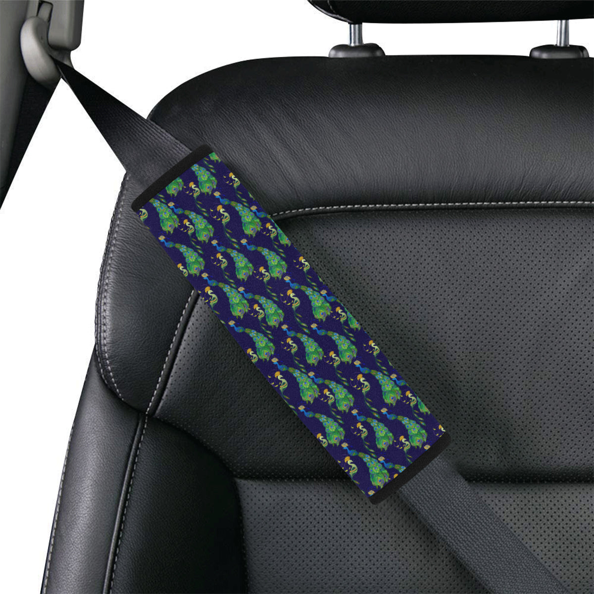 Peacock Art Design Print Car Seat Belt Cover