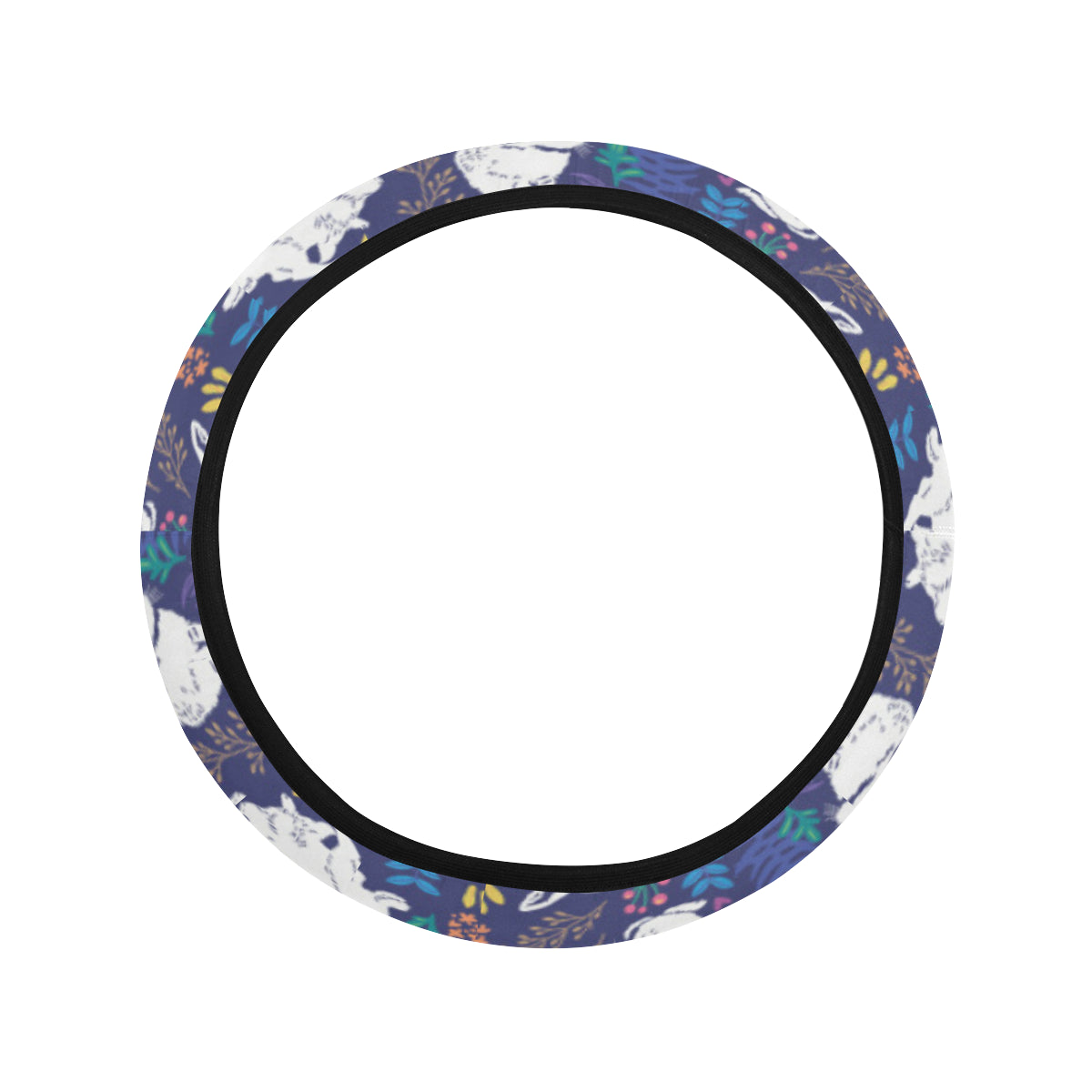 Bunny Pattern Print Design 01 Steering Wheel Cover with Elastic Edge