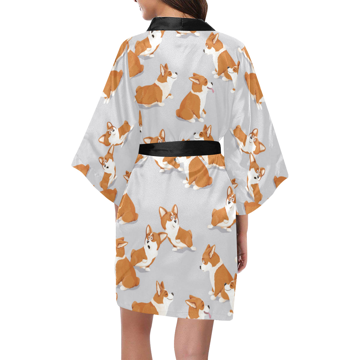 Pembroke Welsh Corgis Pattern Print Design A04 Women's Short Kimono