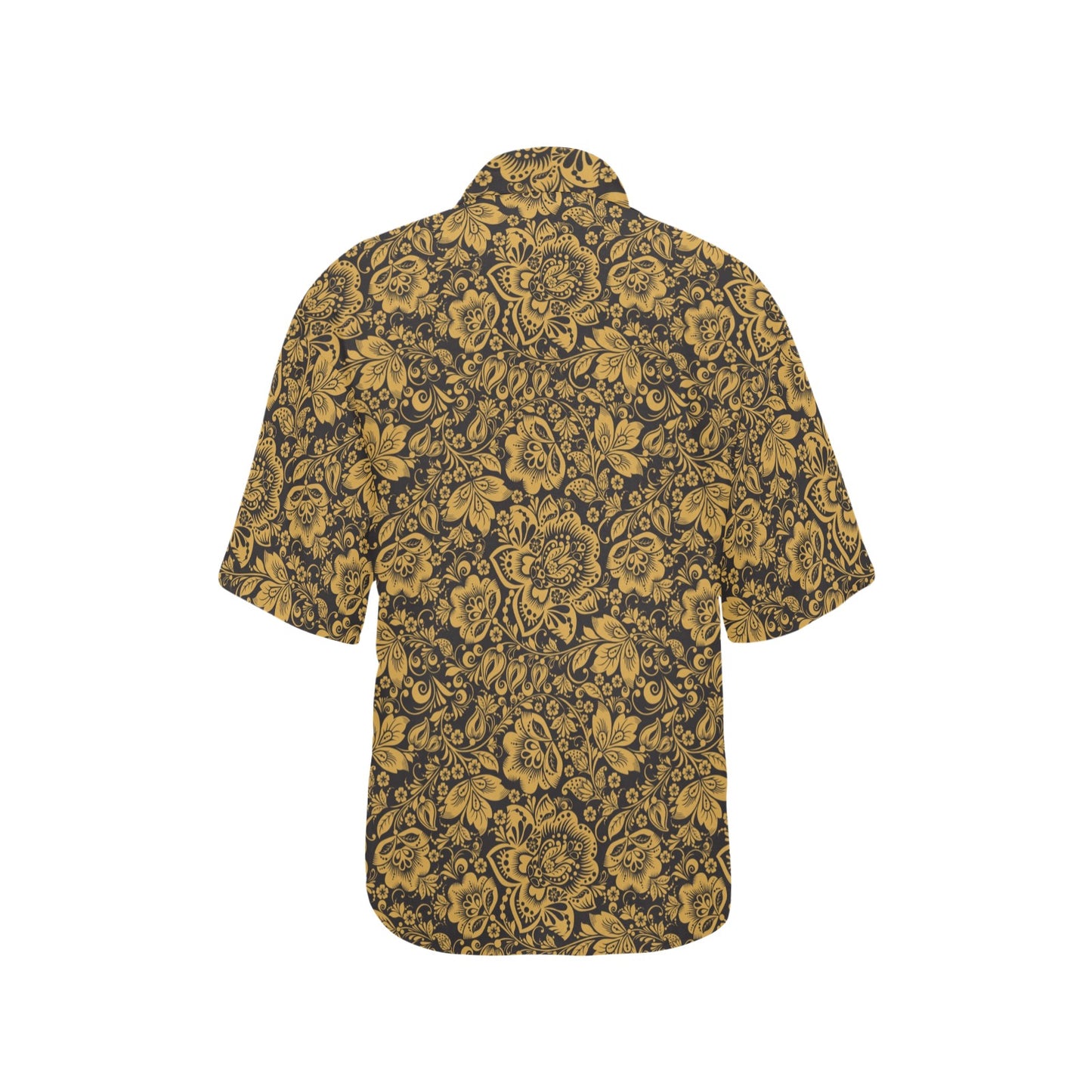 Brocade Gold Pattern Print Design 01 Women's Hawaiian Shirt