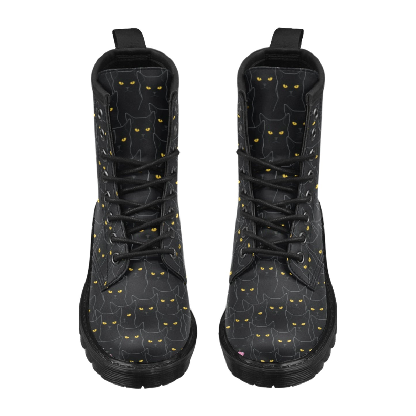 Black Cat Yellow Eyes Print Pattern Women's Boots