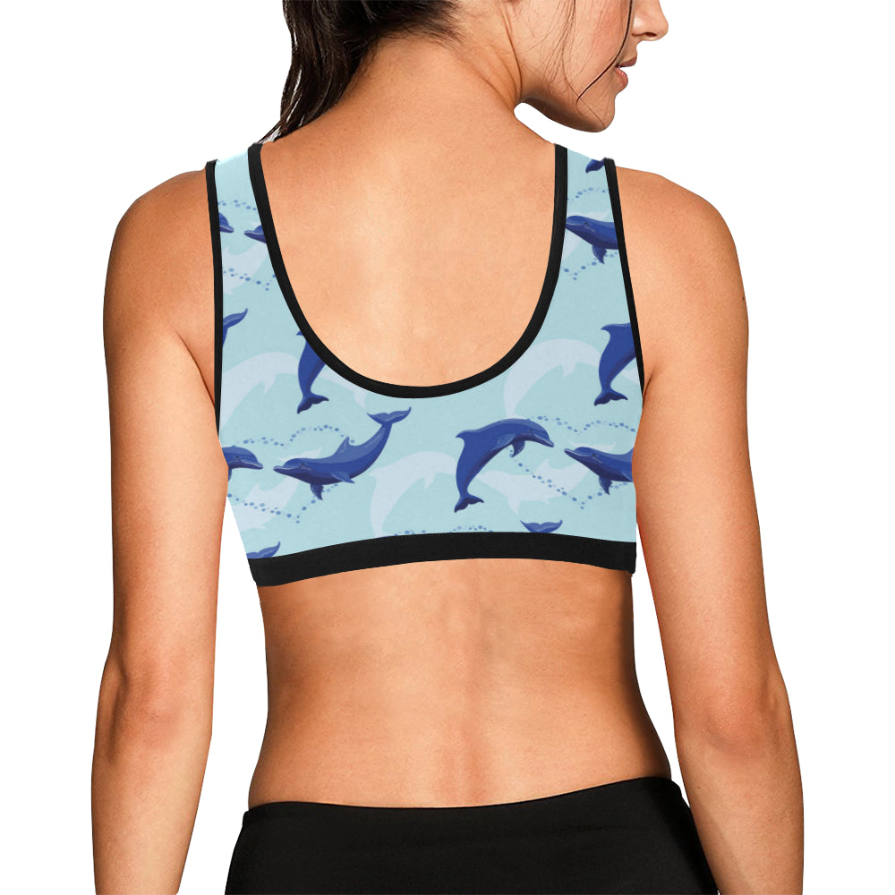 Dolphin Heart Pattern Sports Bra