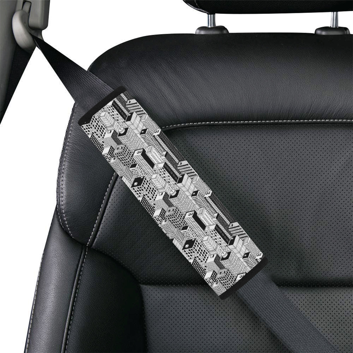 City Pattern Print Design 02 Car Seat Belt Cover