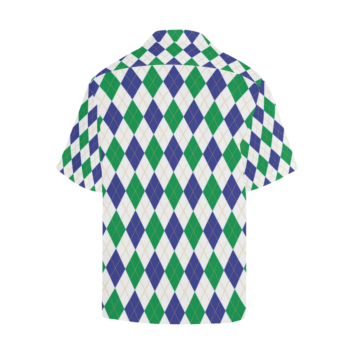Argyle Green Blue Pattern Print Design 03 Men's Hawaiian Shirt