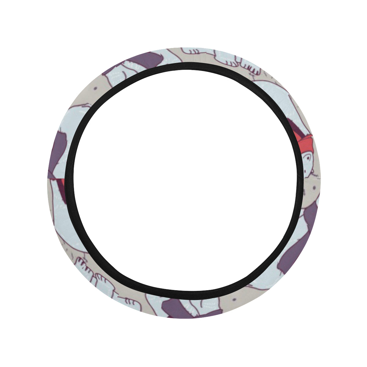 Polar Bear Pattern Print Design PB04 Steering Wheel Cover with Elastic Edge