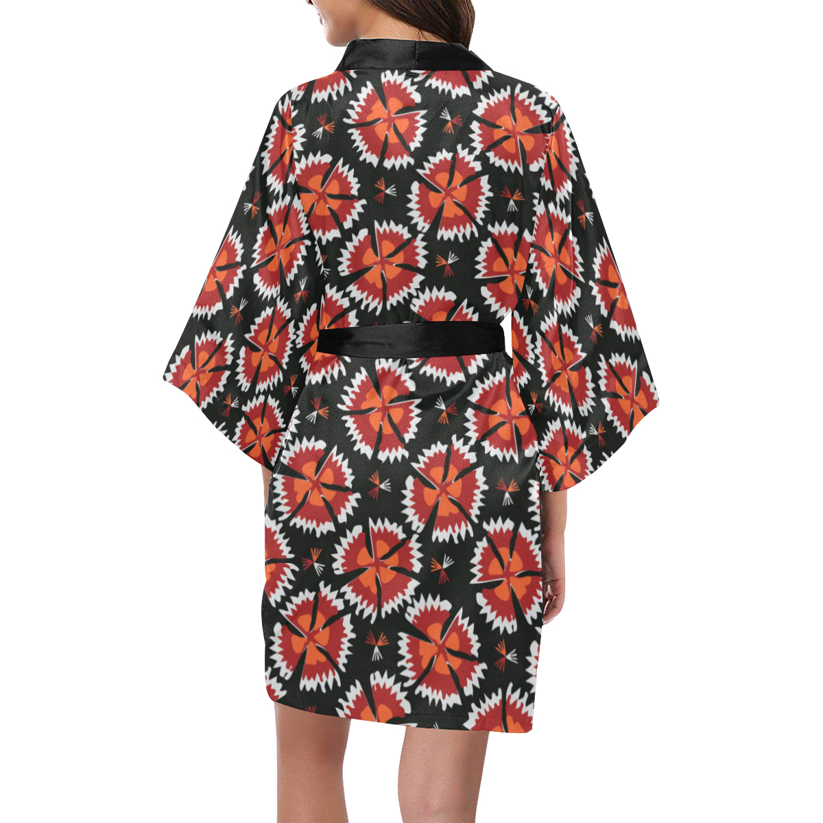 Carnations Pattern Print Design CN03 Women Kimono Robe