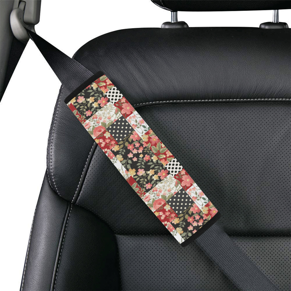 Patchwork Flower Pattern Print Design 03 Car Seat Belt Cover