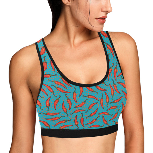 Chilli Pepper Pattern Print Design 05 Sports Bra