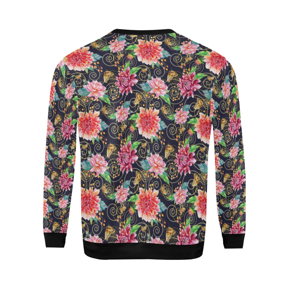 Dahlia Pattern Print Design DH02 Men Long Sleeve Sweatshirt