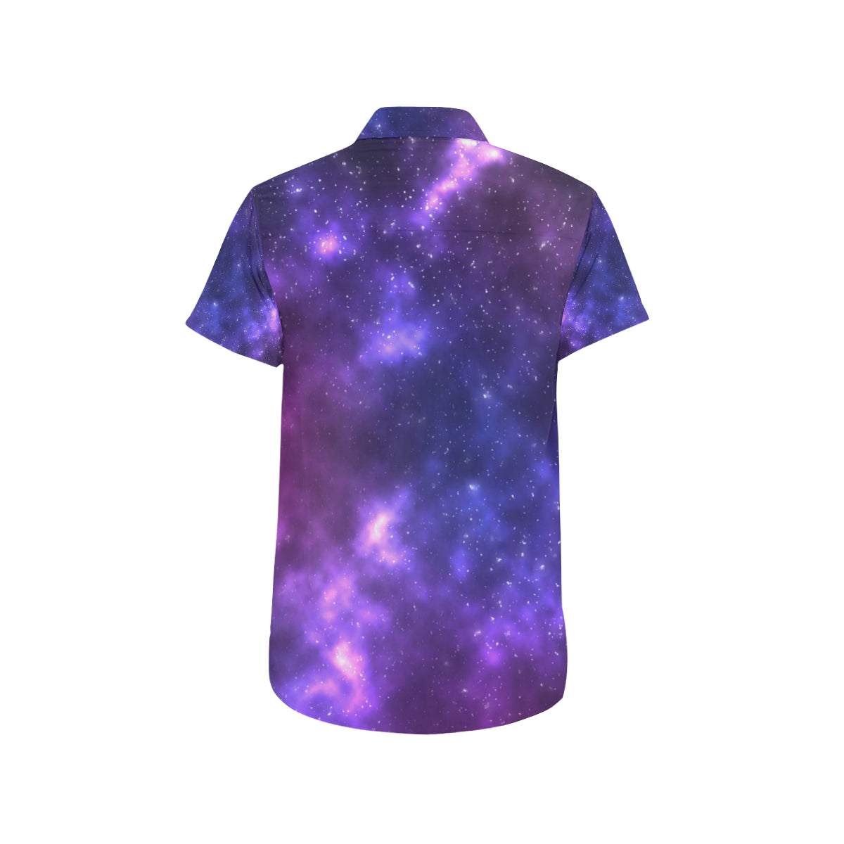 Celestial Purple Blue Galaxy Men's Short Sleeve Button Up Shirt