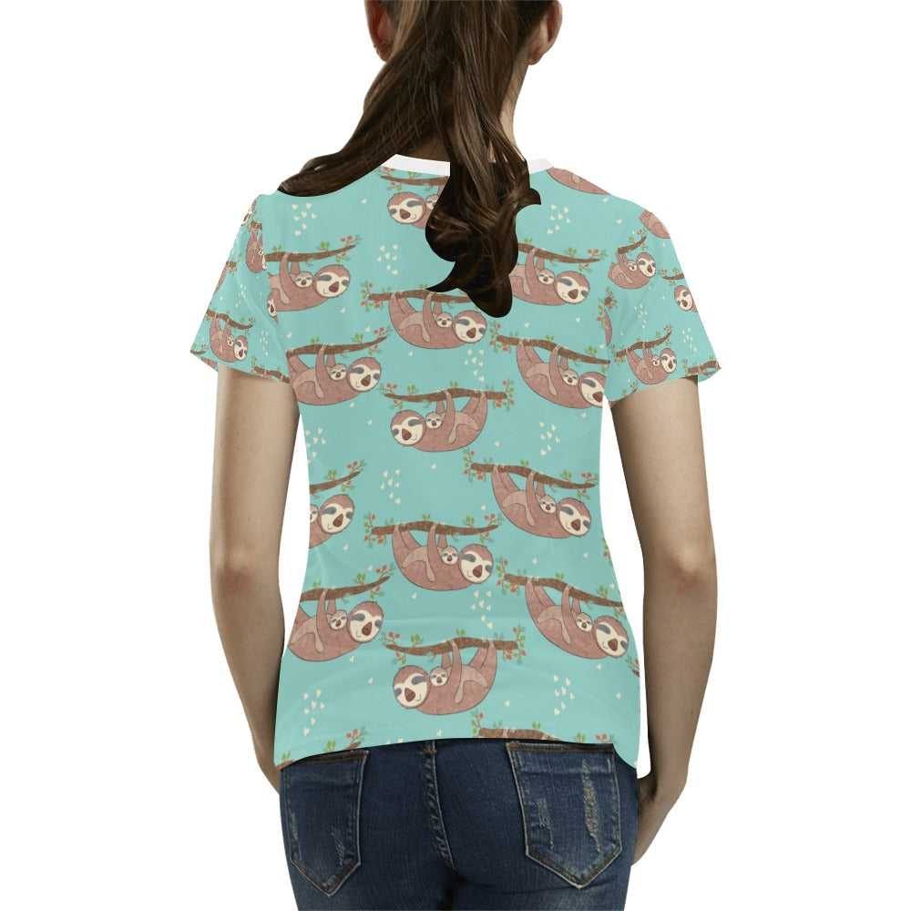 Sloth Print Design LKS302 Women's T-shirt