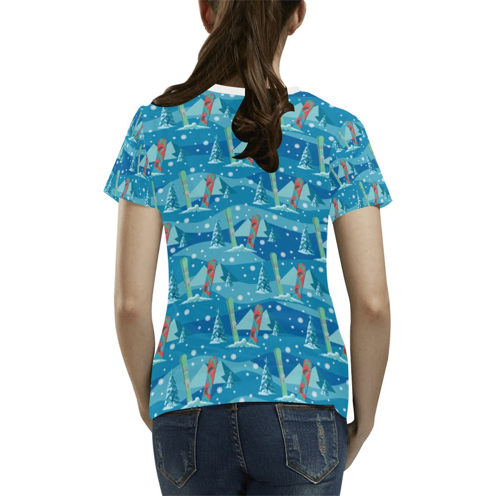 Snowboard Print Design LKS301 Women's T-shirt