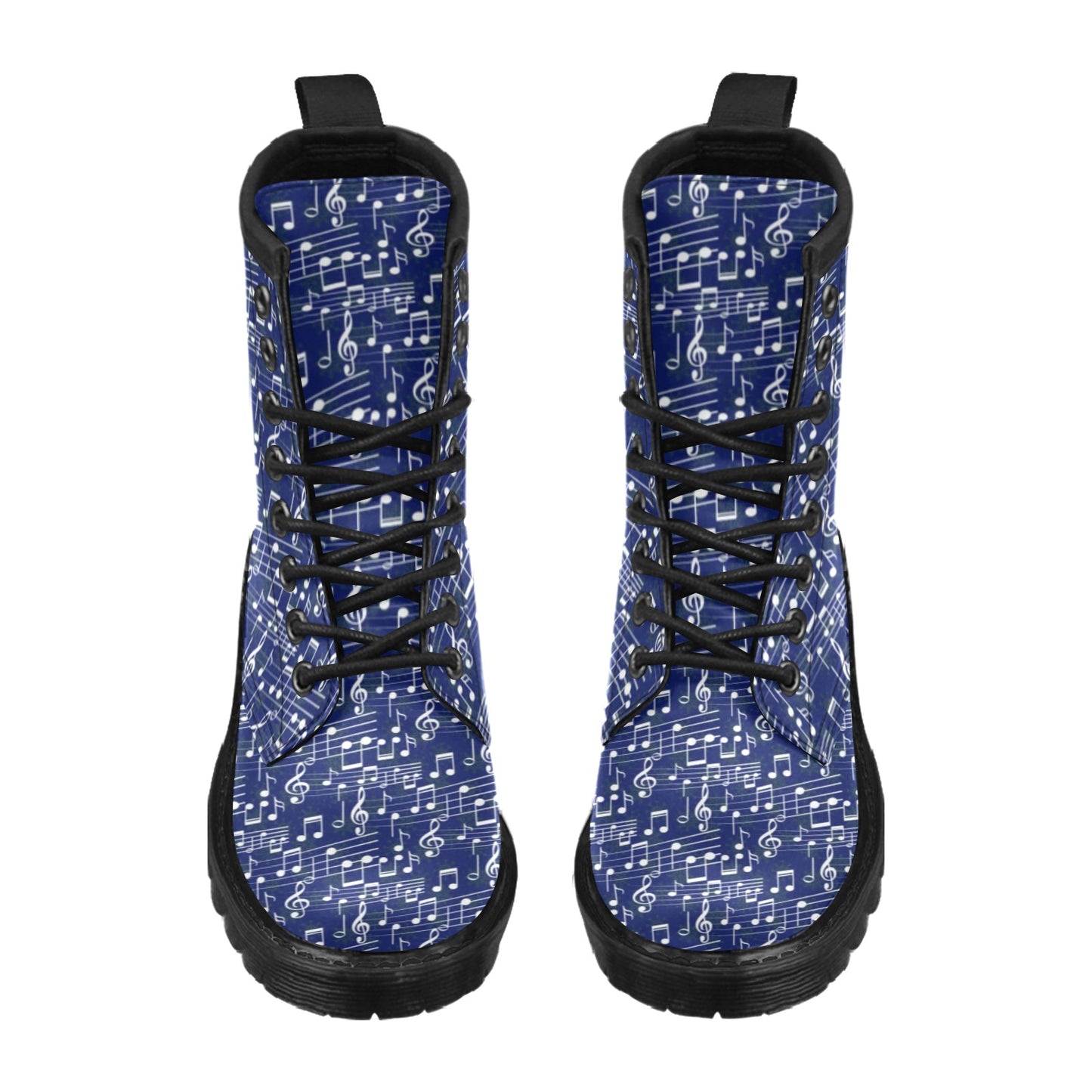 Music Note Blue Themed Print Women's Boots