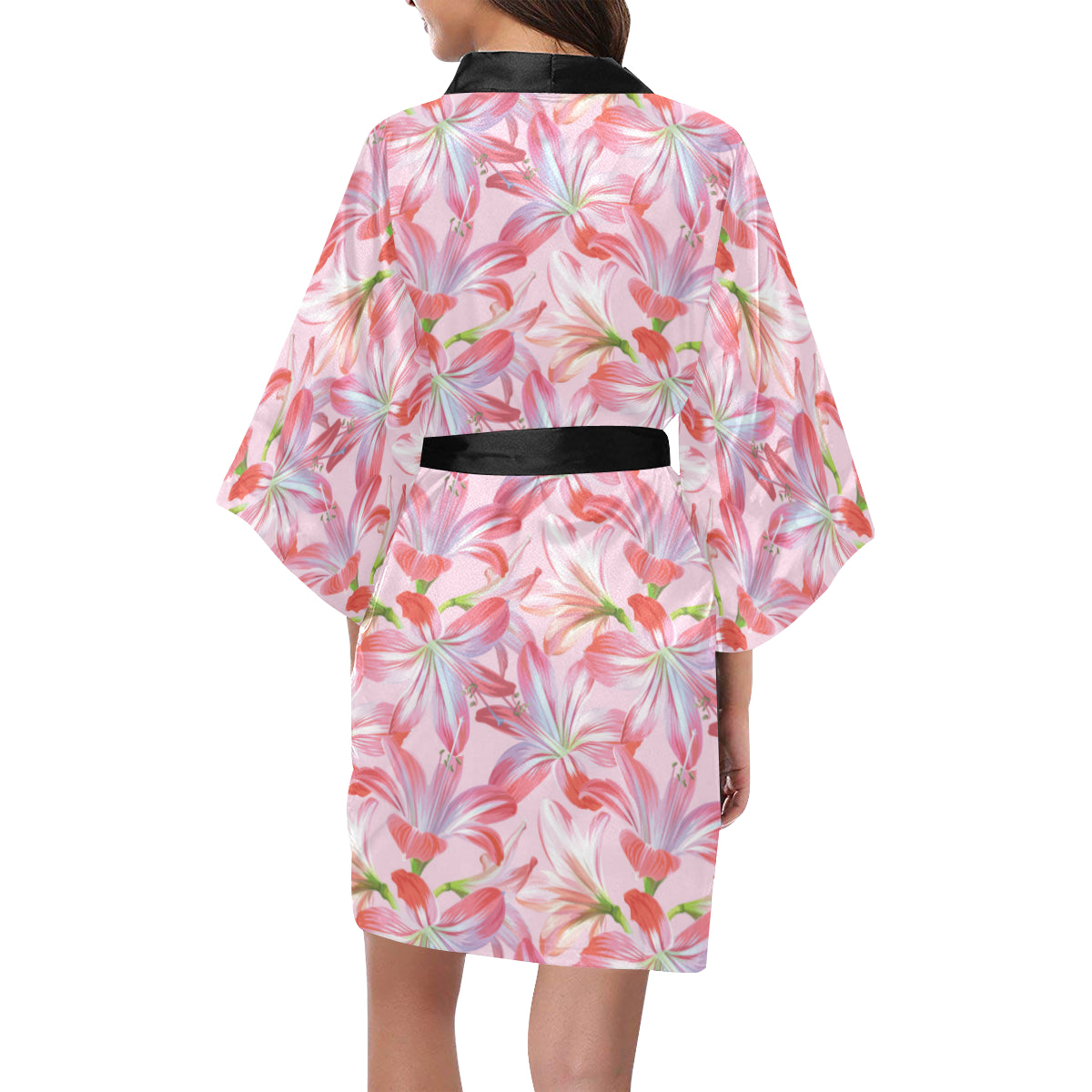 Amaryllis Pattern Print Design 02 Women's Short Kimono