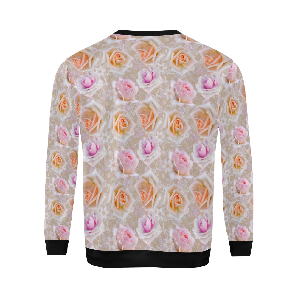 Rose Pattern Print Design RO011 Men Long Sleeve Sweatshirt