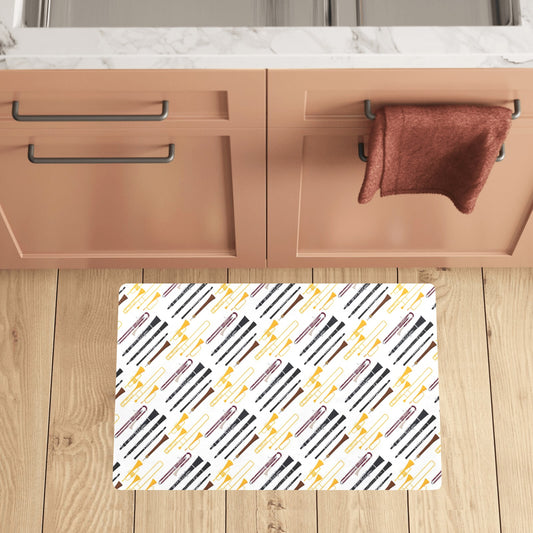 Clarinet Pattern Print Design 01 Kitchen Mat