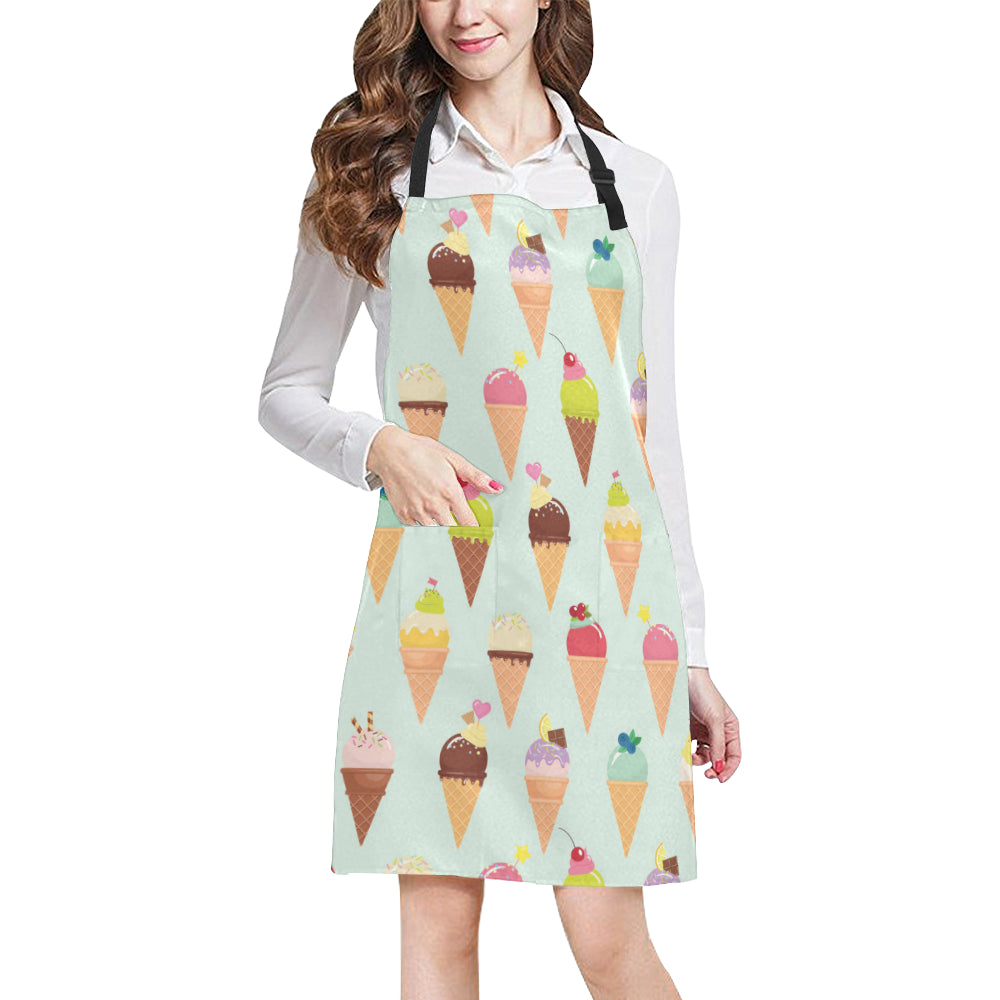 Ice Cream Pattern Print Design 03 Apron with Pocket