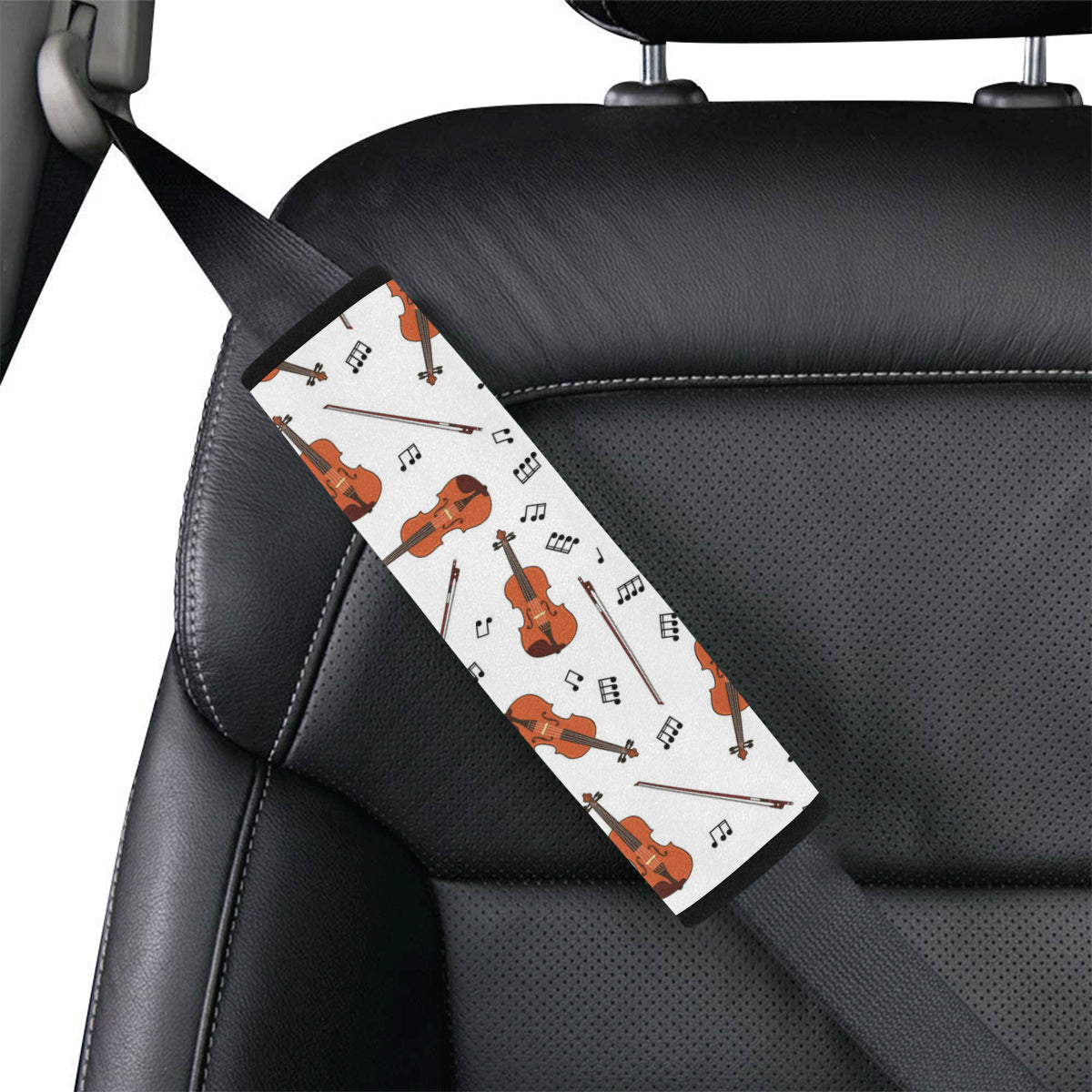 Violin Pattern Print Design 02 Car Seat Belt Cover