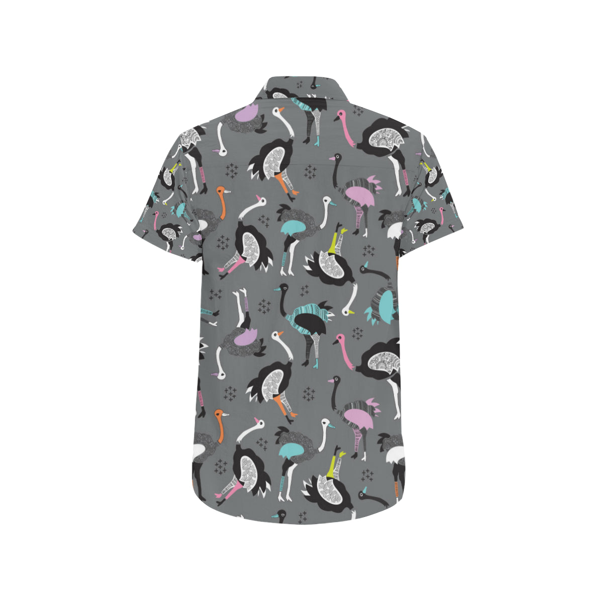 Ostrich Pattern Print Design 01 Men's Short Sleeve Button Up Shirt