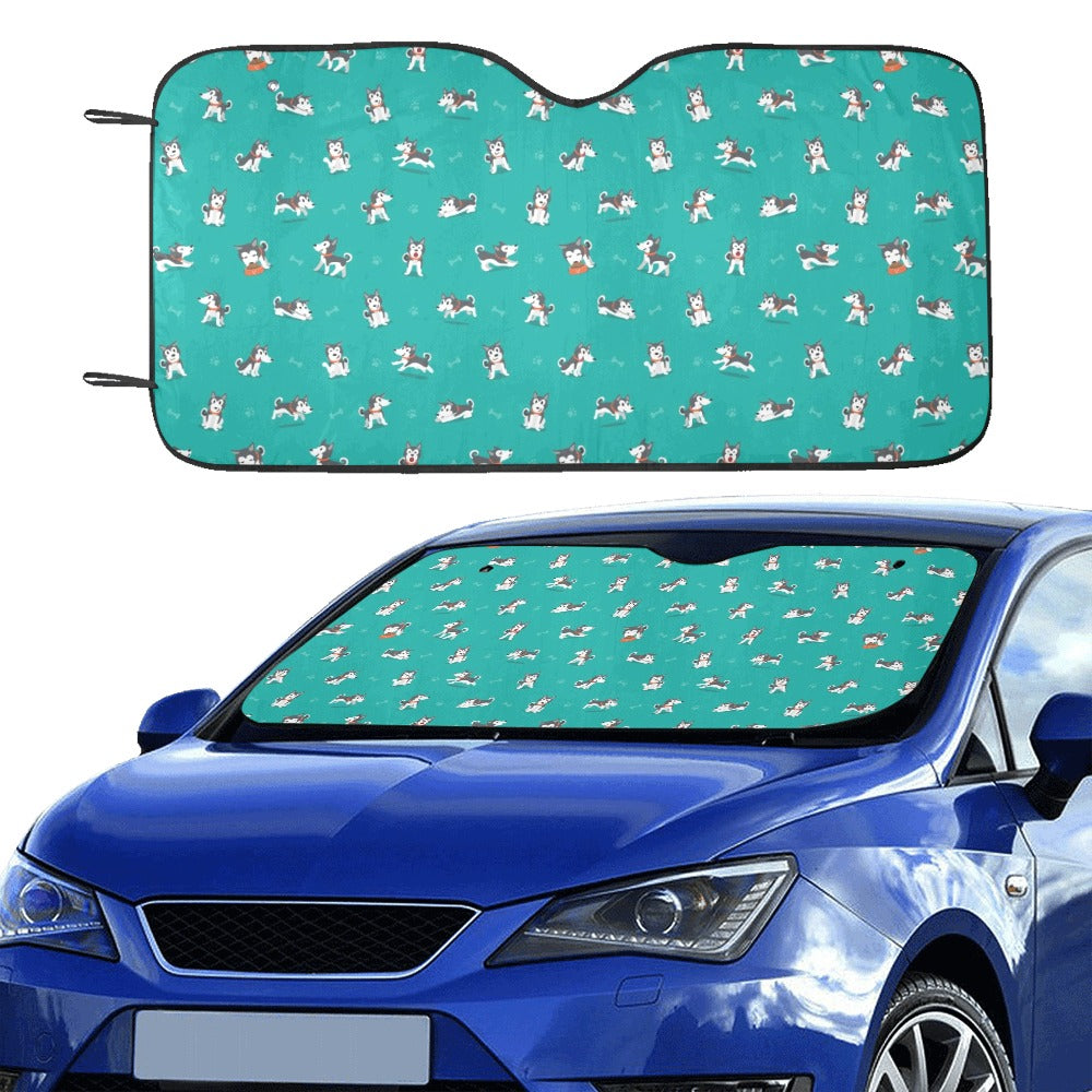 Siberian Huskies Print Design LKS303 Car front Windshield Sun Shade