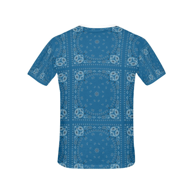 Bandana Blue Print Design LKS301 Women's  T-shirt