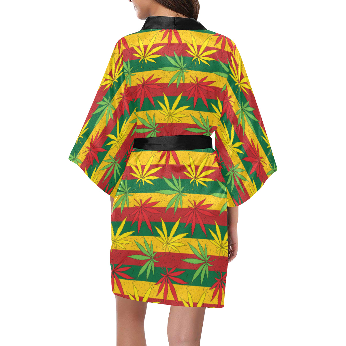 Rasta Pattern Print Design A03 Women's Short Kimono