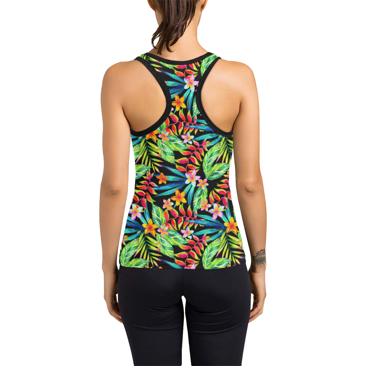Heliconia Pattern Print Design HL09 Women's Racerback Tank Top