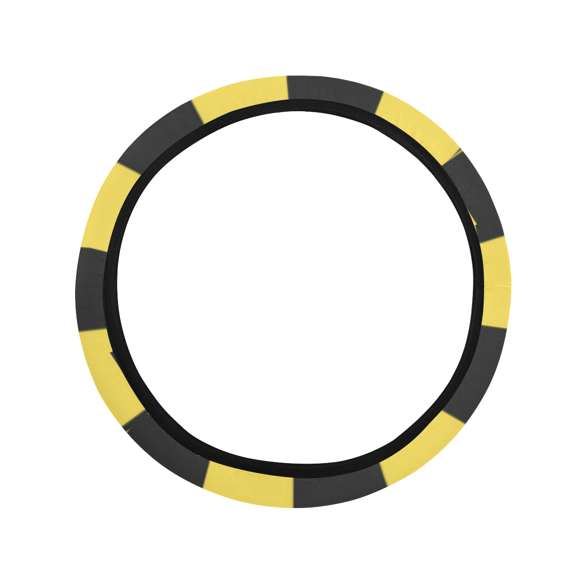 Checkered Yellow Pattern Print Design 03 Steering Wheel Cover with Elastic Edge