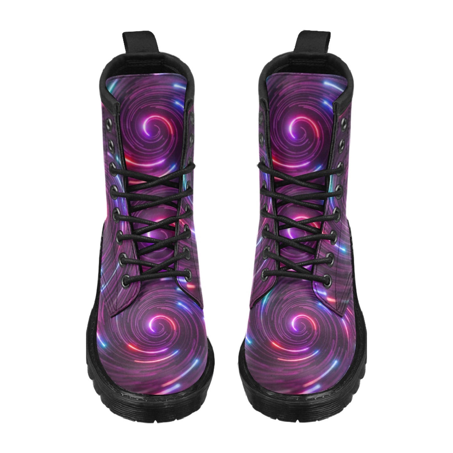Vortex Twist Swirl Purple Neon Print Women's Boots