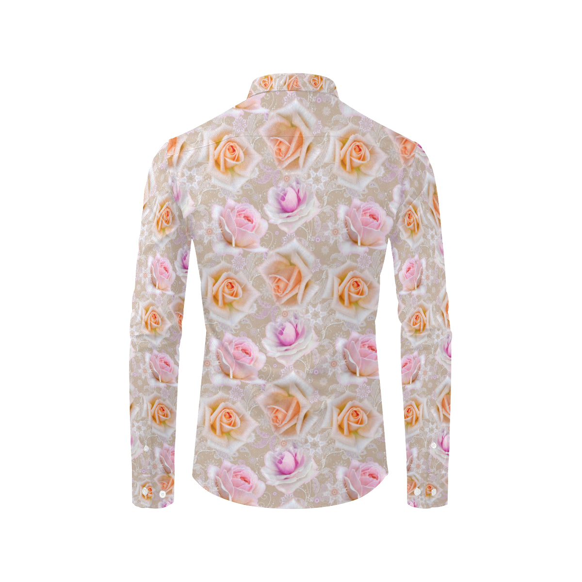 Rose Pattern Print Design RO011 Men's Long Sleeve Shirt