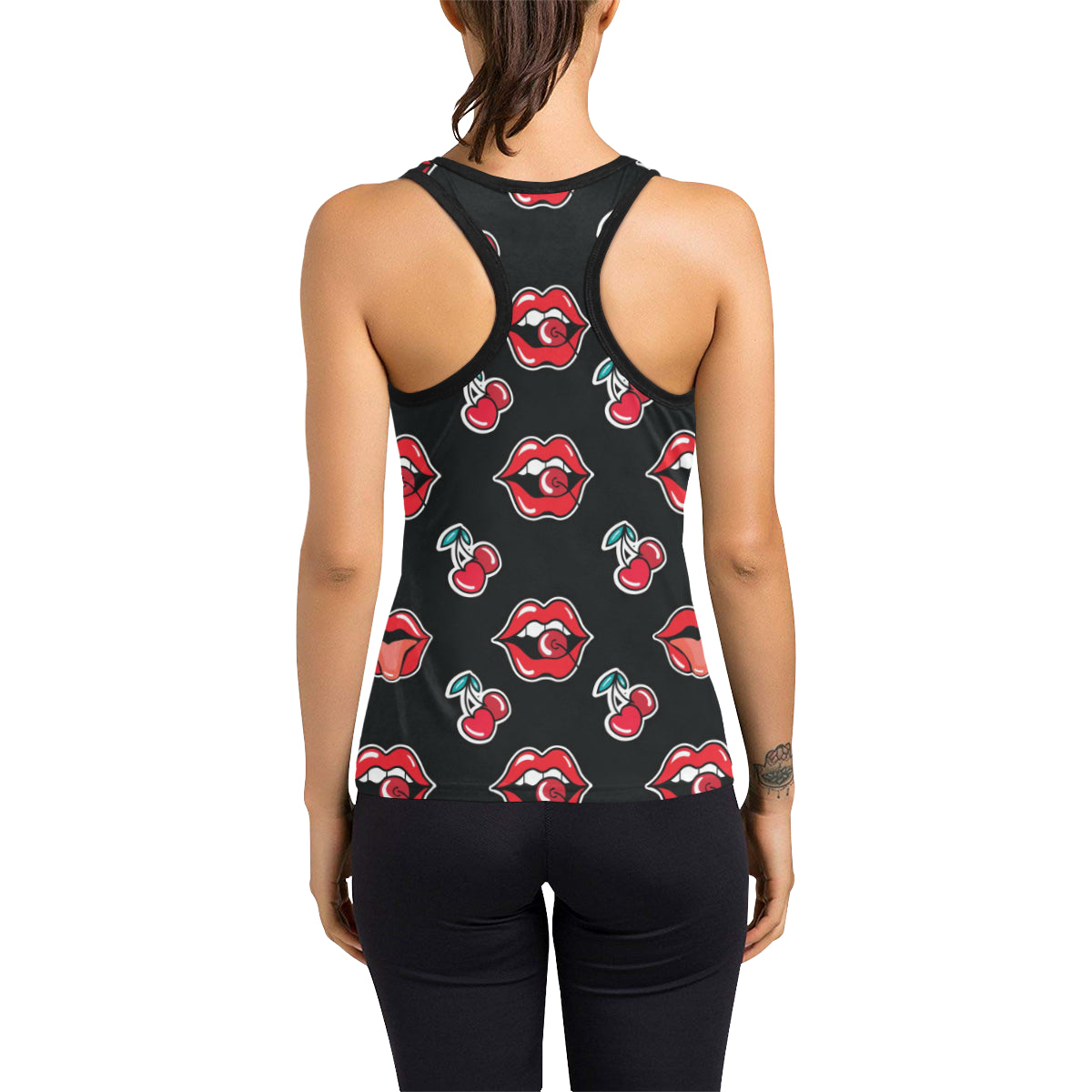 Cherry Pattern Print Design CH04 Women's Racerback Tank Top