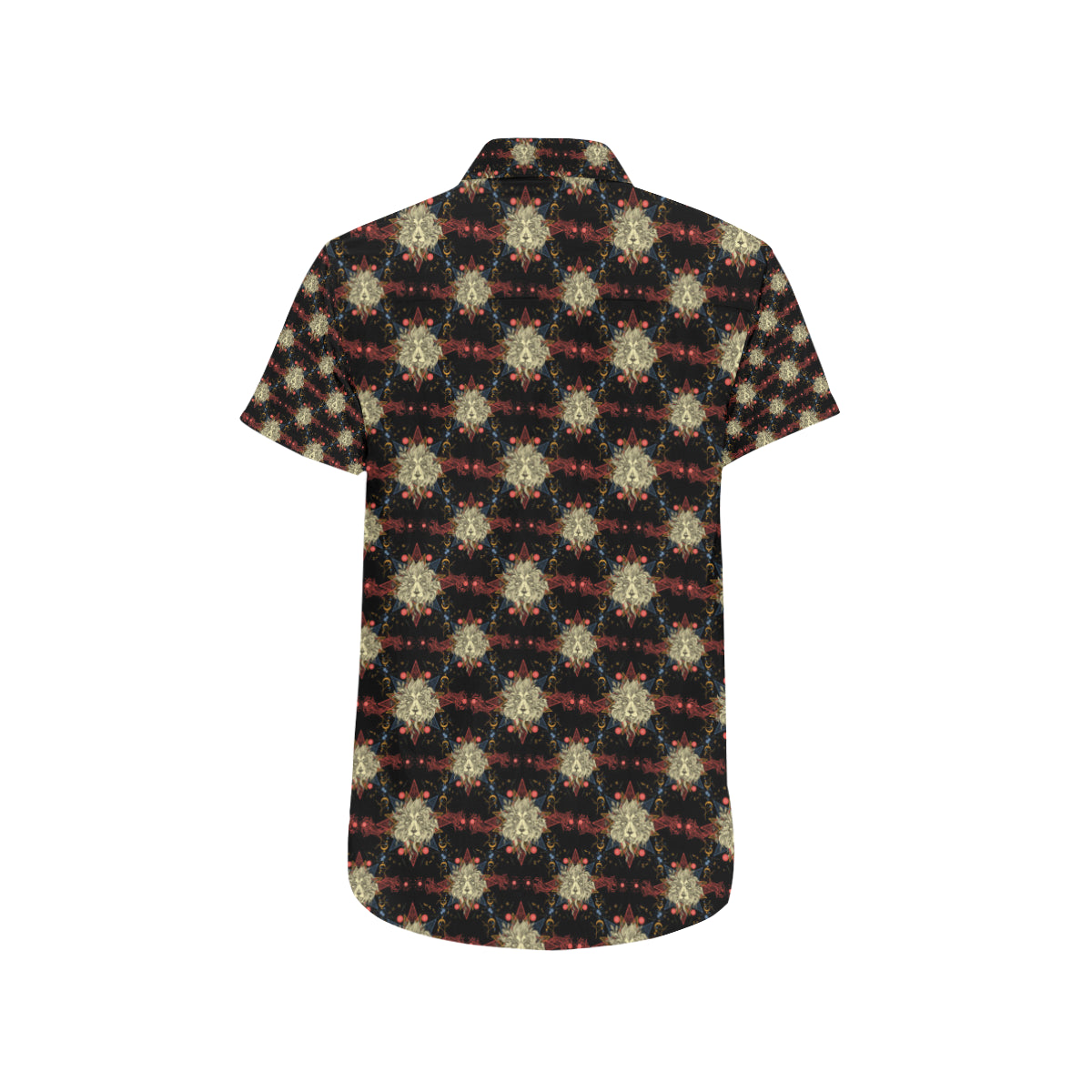 Zodiac Leo Pattern Design Print Men's Short Sleeve Button Up Shirt