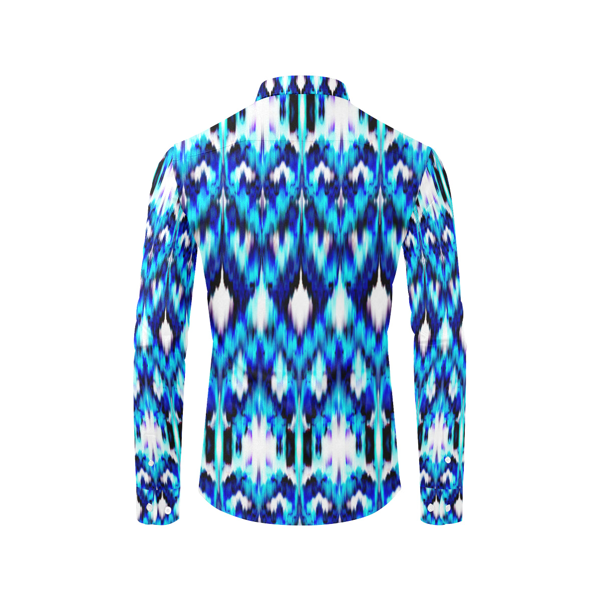 Ikat Blue Pattern Print Design 01 Men's Long Sleeve Shirt