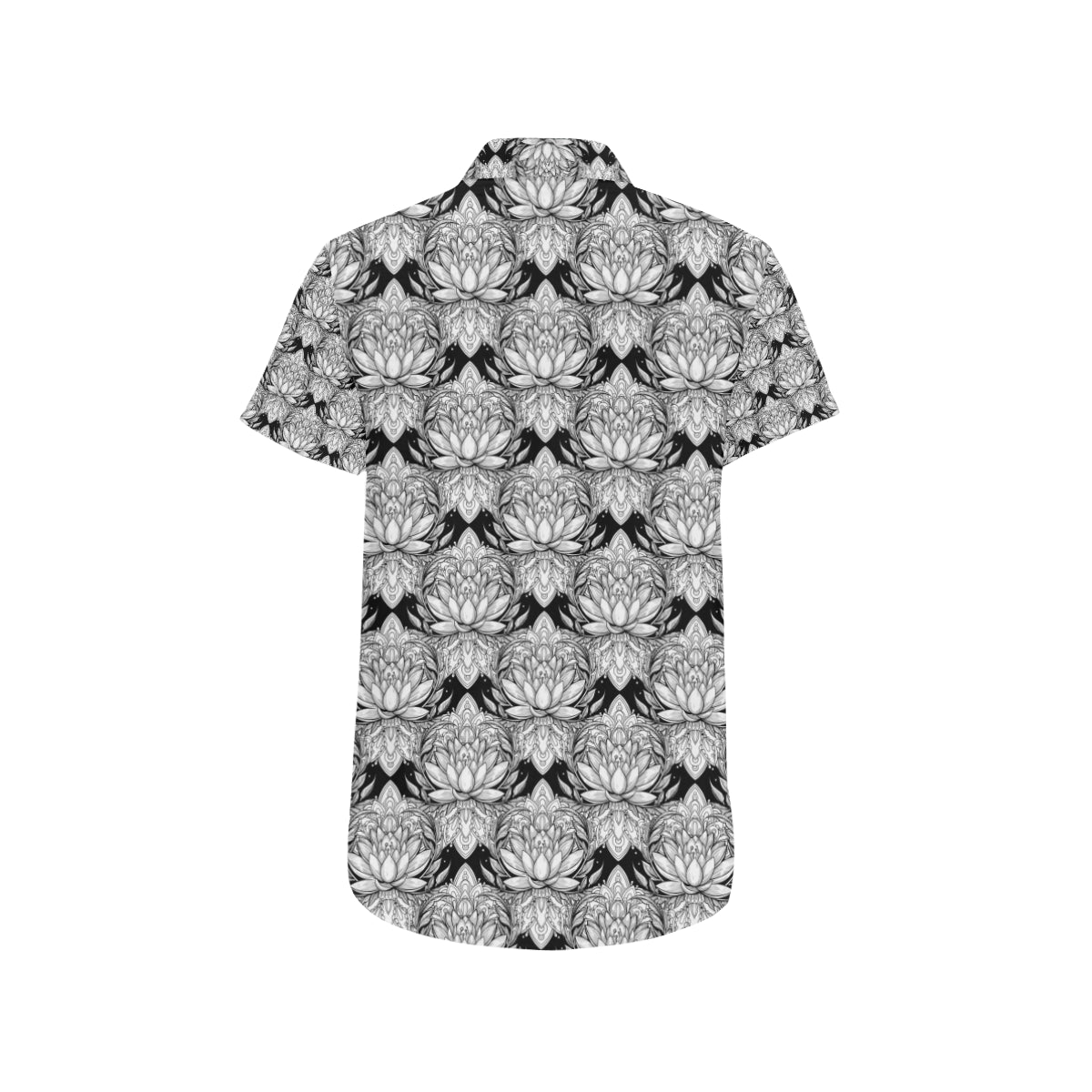 Lotus Mandala Print Pattern Men's Short Sleeve Button Up Shirt