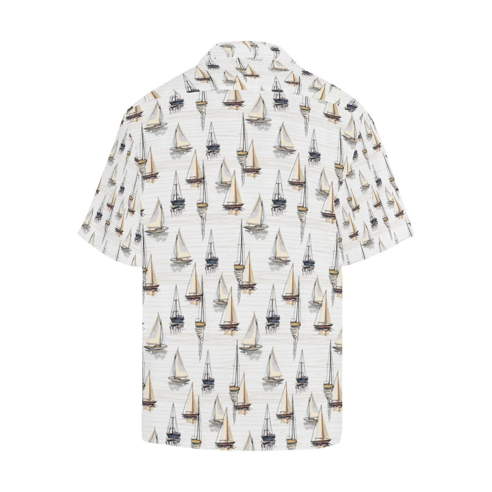 Sailboat Paint Pattern Print Design LKS307 Men's Hawaiian Shirt