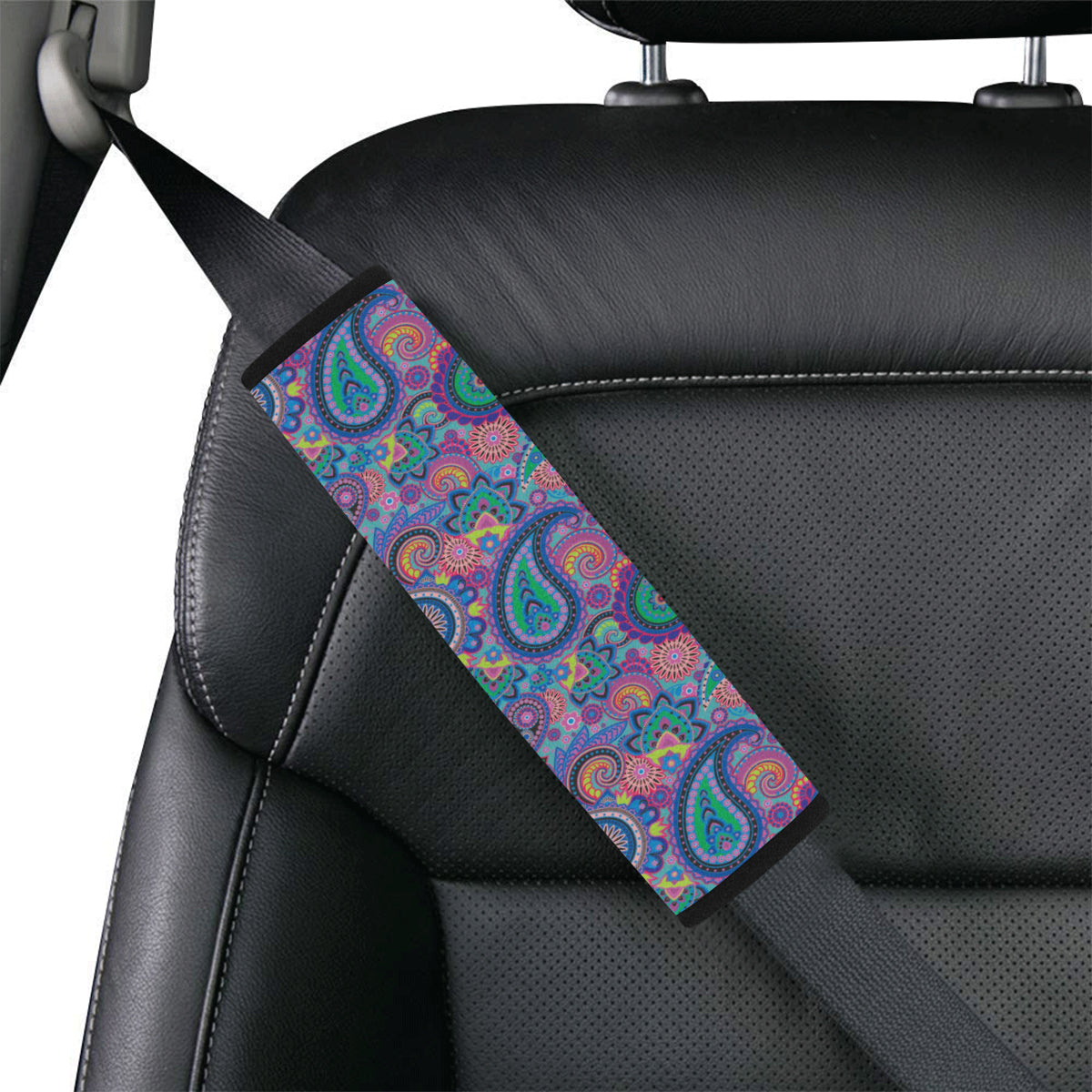 Paisley Colorful Pattern Print Design A02 Car Seat Belt Cover