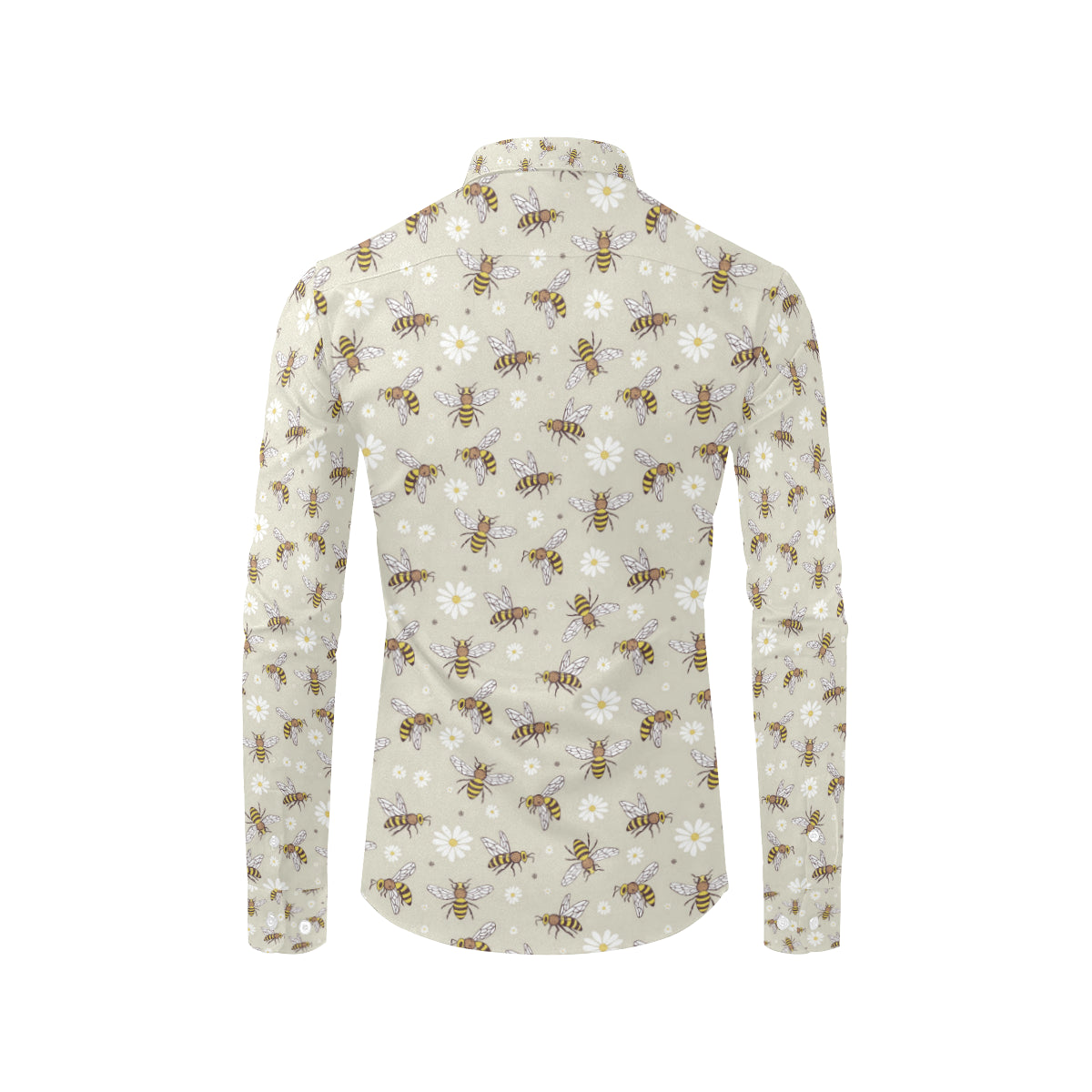 Bee Pattern Print Design 03 Men's Long Sleeve Shirt