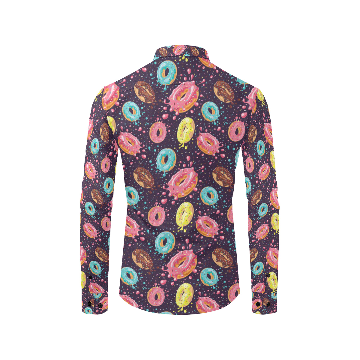 Donut Pattern Print Design DN03 Men's Long Sleeve Shirt