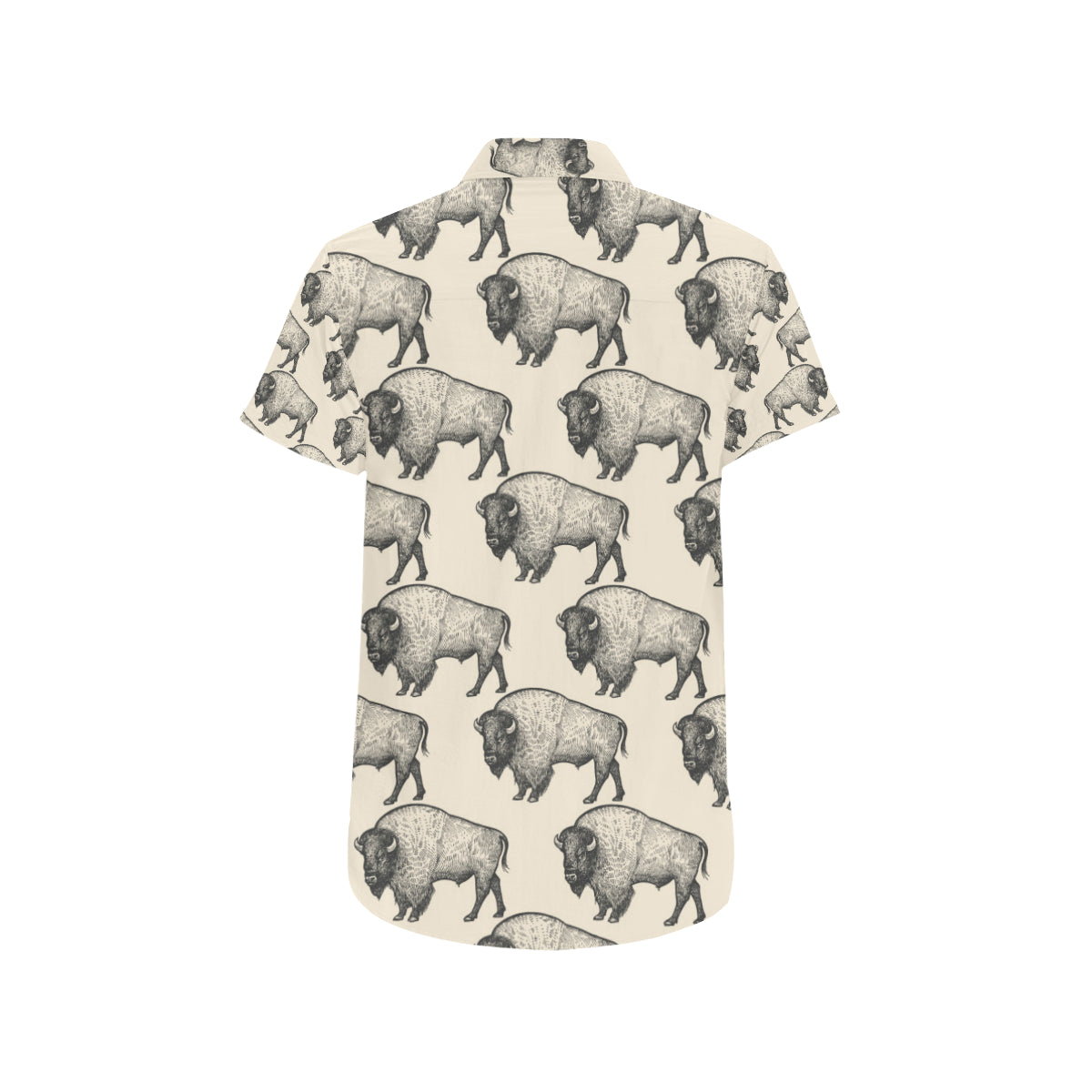 Bison Pattern Print Design 02 Men's Short Sleeve Button Up Shirt