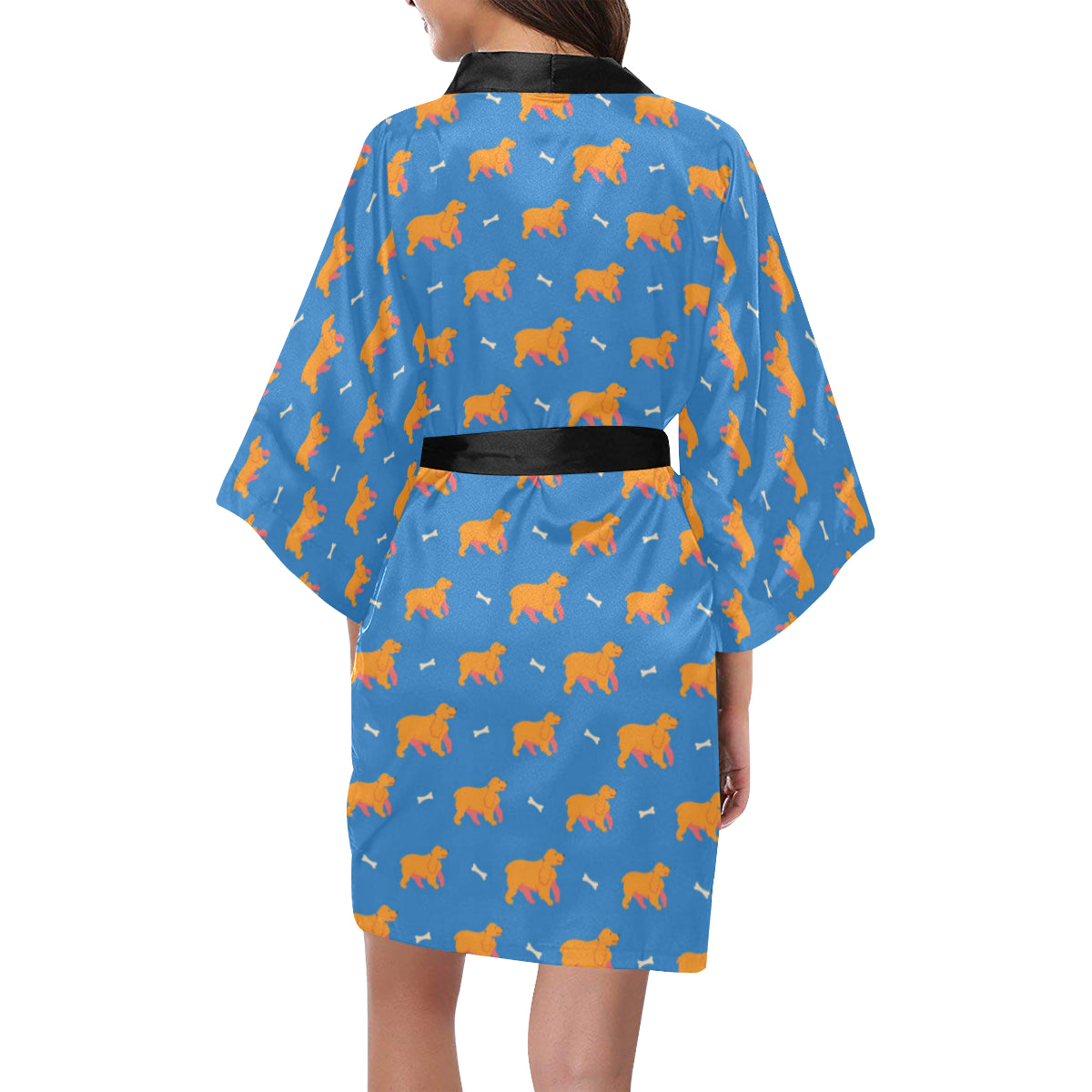 Cocker Pattern Print Design 04 Women's Short Kimono