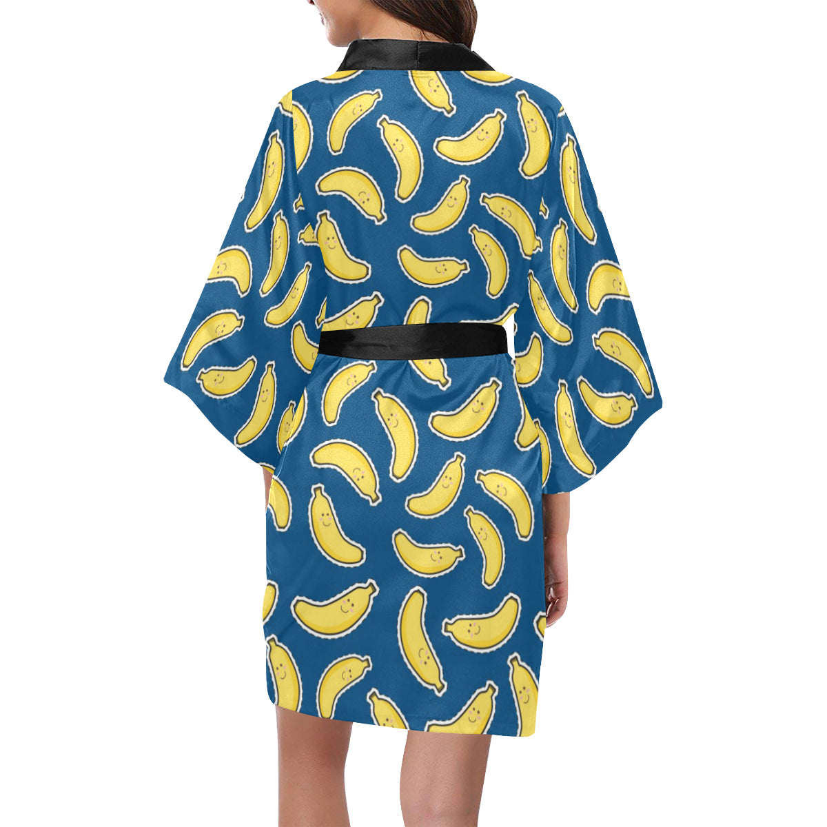 Banana Pattern Print Design BA03 Women's Short Kimono